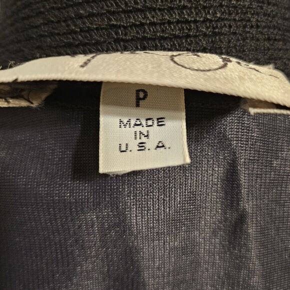 ST. JOHN VINTAGE BLACK OPEN-FRONT LONG CARDIGAN – SIZE P – KNIT – RIBBED CUFFS - Picture 6 of 7